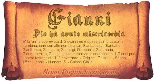 Risultati immagini per origine nome gianni