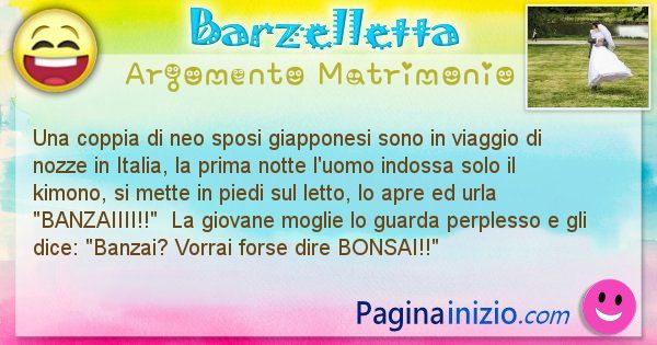 Barzelletta argomento Matrimonio: Una coppia di neo sposi giapponesi sono in viaggio di ... (id=2660)