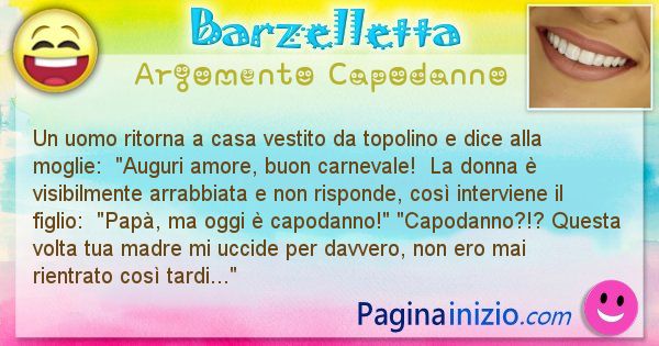 Barzelletta argomento Capodanno: Un uomo ritorna a casa vestito da topolino e dice alla ... (id=2735)