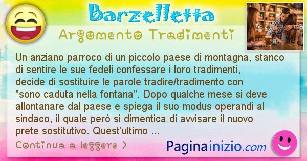 Barzelletta argomento Tradimenti: Un anziano parroco di un piccolo paese di montagna, ... (id=2867)