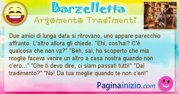 Barzelletta argomento Tradimenti: Due amici di lunga data si ritrovano, uno appare ... (id=2932)