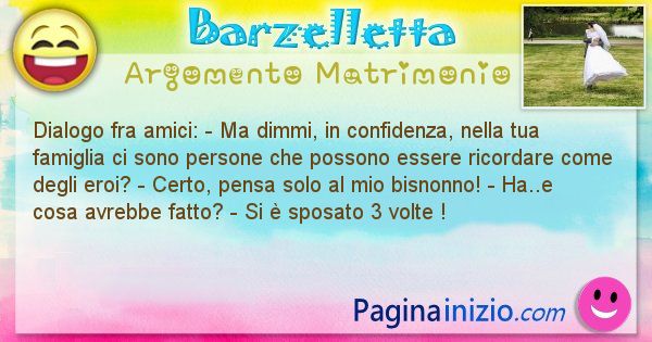 Barzelletta argomento Matrimonio: Dialogo fra amici: - Ma dimmi, in confidenza, nella ... (id=3027)