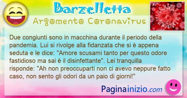 Barzelletta argomento Coronavirus: Due congiunti sono in macchina durante il periodo della ... (id=3115)