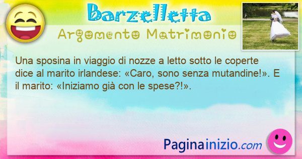 Barzelletta argomento Matrimonio: Una sposina in viaggio di nozze a letto sotto le coperte ... (id=3417)