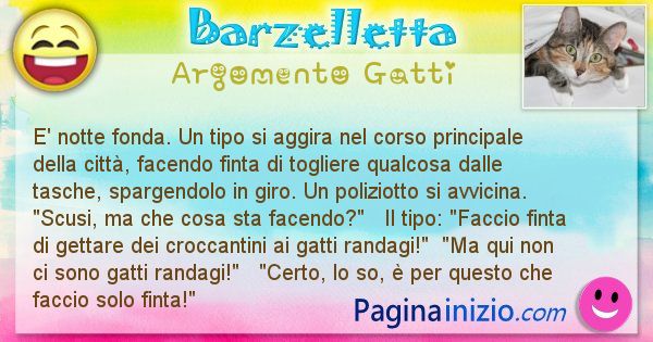 Barzelletta argomento Gatti: E' notte fonda. Un tipo si aggira nel corso principale ... (id=1042)