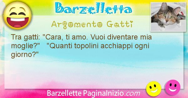 Barzelletta argomento Gatti: Tra gatti: Cara, ti amo. Vuoi diventare mia moglie? ... (id=1045)