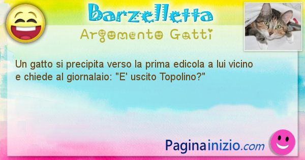 Barzelletta argomento Gatti: Un gatto si precipita verso la prima edicola a lui vicino ... (id=1056)