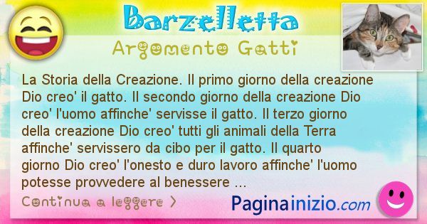 Barzelletta argomento Gatti: La Storia della Creazione. Il primo giorno della ... (id=1067)