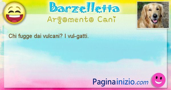 Barzelletta argomento Cani: Chi fugge dai vulcani? I vul-gatti. (id=1985)