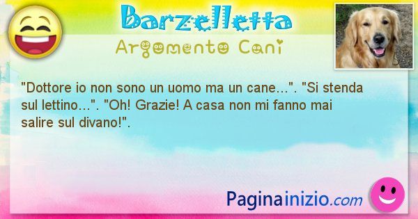 Barzelletta argomento Cani: Dottore io non sono un uomo ma un cane.... Si ... (id=1998)