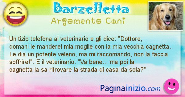 Barzelletta argomento Cani: Un tizio telefona al veterinario e gli dice: Dottore, ... (id=2010)