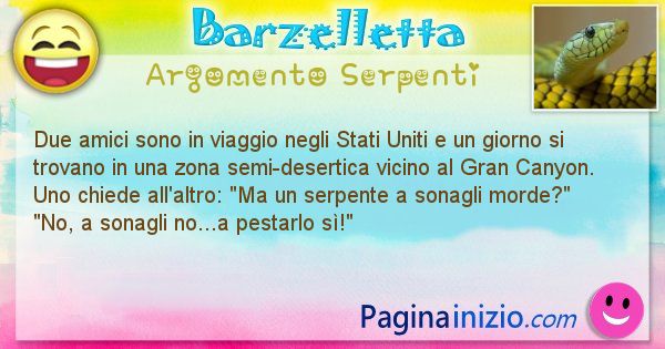 Barzelletta argomento Serpenti: Due amici sono in viaggio negli Stati Uniti e un giorno ... (id=2042)