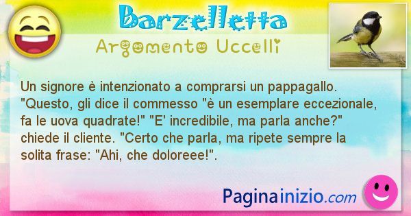 Barzelletta argomento Uccelli: Un signore  intenzionato a comprarsi un ... (id=2044)