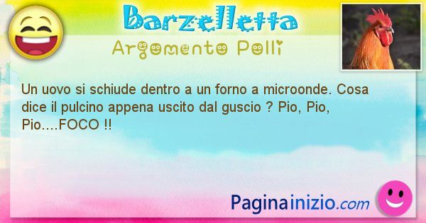 Barzelletta argomento Polli: Un uovo si schiude dentro a un forno a microonde. Cosa ... (id=2049)