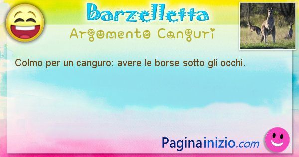 Barzelletta argomento Canguri: Colmo per un canguro: avere le borse sotto gli occhi. (id=2076)