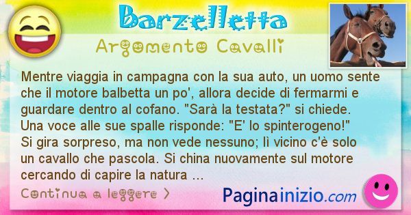 Barzelletta argomento Cavalli: Mentre viaggia in campagna con la sua auto, un uomo sente ... (id=2532)