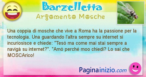 Barzelletta argomento Mosche: Una coppia di mosche che vive a Roma ha la passione per ... (id=2659)