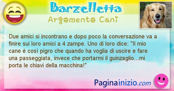 Barzelletta argomento Cani: Due amici si incontrano e dopo poco la conversazione va a ... (id=2767)