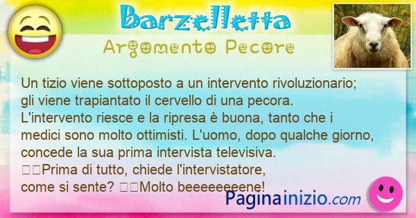 Barzelletta argomento Pecore: Un tizio viene sottoposto a un intervento rivoluzionario; ... (id=3274)