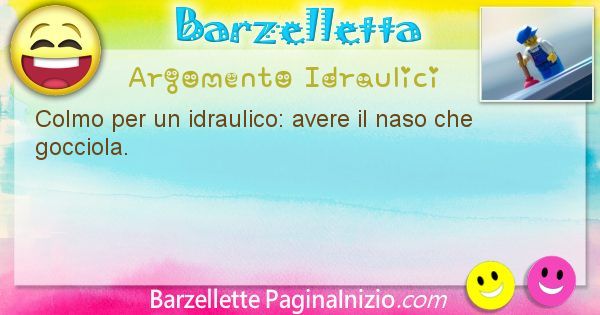 Colmo argomento Idraulici: Colmo per un idraulico: avere il naso che gocciola. (id=1622)