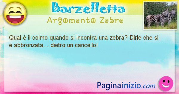 Colmo argomento Zebre: Qual  il colmo quando si incontra una zebra? Dirle che ... (id=1650)