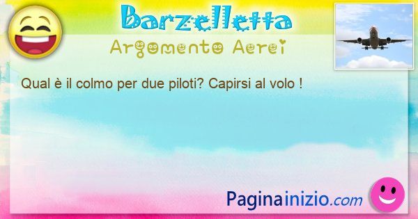 Colmo argomento Aerei: Qual  il colmo per due piloti? Capirsi al volo ! (id=3179)