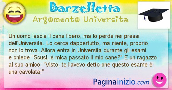 Barzelletta argomento Universita: Un uomo lascia il cane libero, ma lo perde nei pressi ... (id=2549)