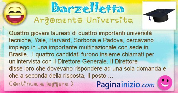 Barzelletta argomento Universita: Quattro giovani laureati di quattro importanti universit ... (id=3088)