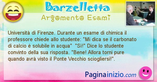 Barzelletta argomento Esami: Universit di Firenze. Durante un esame di chimica il ... (id=669)