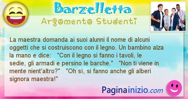 Barzelletta argomento Studenti: La maestra domanda ai suoi alunni il nome di alcuni ... (id=739)