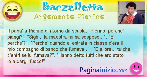 Barzelletta argomento Pierino: Il papa' a Pierino di ritorno da scuola: Pierino, ... (id=939)