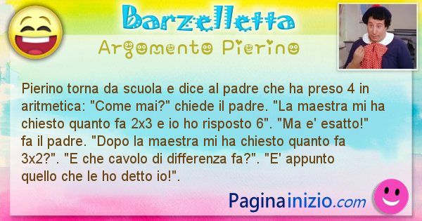 Barzelletta argomento Pierino: Pierino torna da scuola e dice al padre che ha preso 4 in ... (id=947)