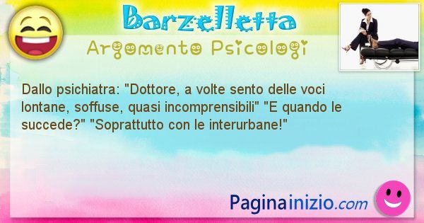 Barzelletta argomento Psicologi: Dallo psichiatra: Dottore, a volte sento delle voci ... (id=1001)