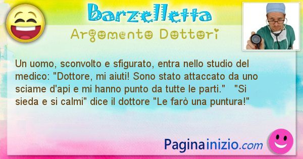 Barzelletta argomento Dottori: Un uomo, sconvolto e sfigurato, entra nello studio del ... (id=1084)