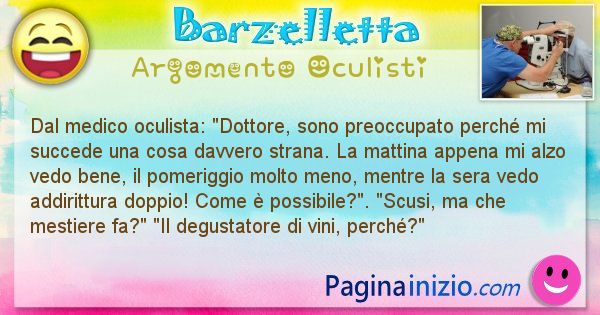 Barzelletta argomento Oculisti: Dal medico oculista: Dottore, sono preoccupato perch mi ... (id=1103)