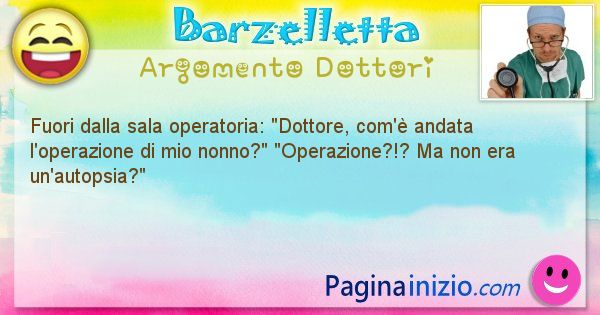 Barzelletta argomento Dottori: Fuori dalla sala operatoria: Dottore, com' andata ... (id=1147)