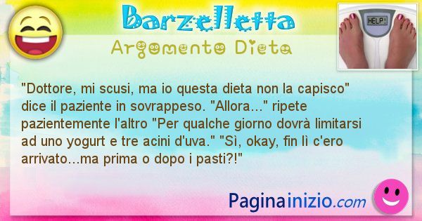 Barzelletta argomento Dieta: Dottore, mi scusi, ma io questa dieta non la capisco ... (id=2495)