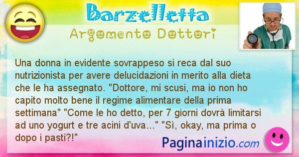 Barzelletta argomento Dottori: Una donna in evidente sovrappeso si reca dal suo ... (id=2539)