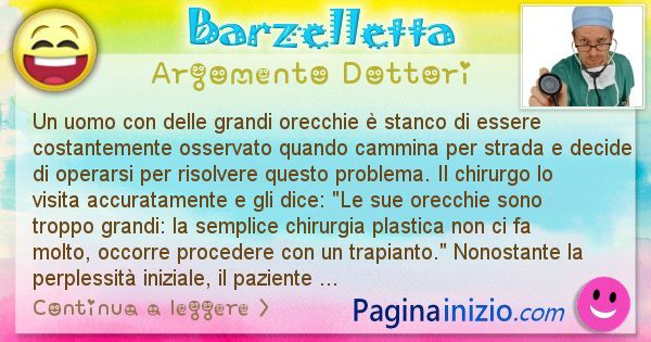 Barzelletta argomento Dottori: Un uomo con delle grandi orecchie  stanco di essere ... (id=2612)