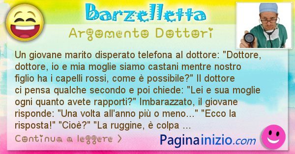 Barzelletta argomento Dottori: Un giovane marito disperato telefona al dottore: ... (id=2836)