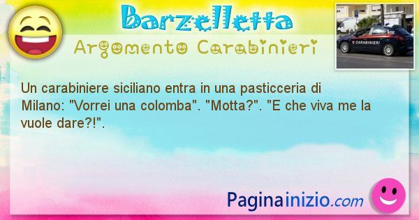 Barzelletta argomento Carabinieri: Un carabiniere siciliano entra in una pasticceria di ... (id=1933)