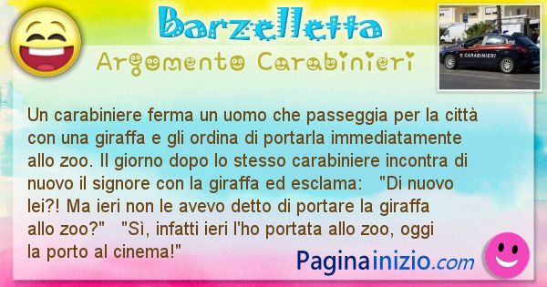 Barzelletta argomento Carabinieri: Un carabiniere ferma un uomo che passeggia per la citt ... (id=2028)