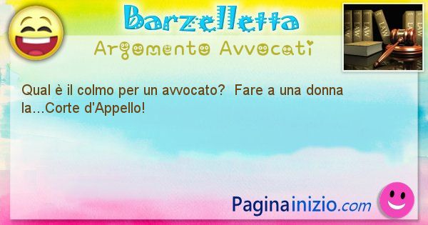 Barzelletta argomento Avvocati: Qual  il colmo per un avvocato?  Fare a una donna ... (id=2107)