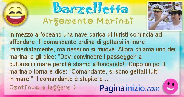 Barzelletta argomento Marinai: In mezzo all'oceano una nave carica di turisti comincia ... (id=2358)