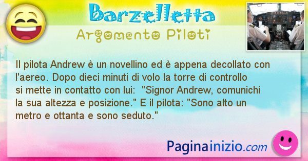 Barzelletta argomento Piloti: Il pilota Andrew  un novellino ed  appena decollato con ... (id=2449)