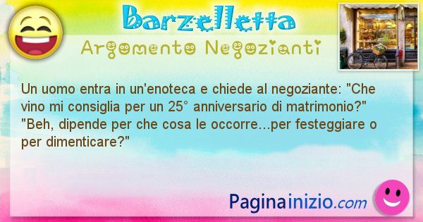 Barzelletta argomento Negozianti: Un uomo entra in un'enoteca e chiede al ... (id=2545)