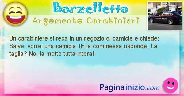 Barzelletta argomento Carabinieri: Un carabiniere si reca in un negozio di camicie e chiede: ... (id=2710)
