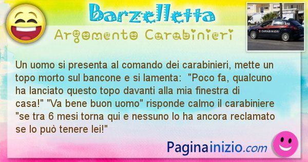 Barzelletta argomento Carabinieri: Un uomo si presenta al comando dei carabinieri, mette un ... (id=2786)