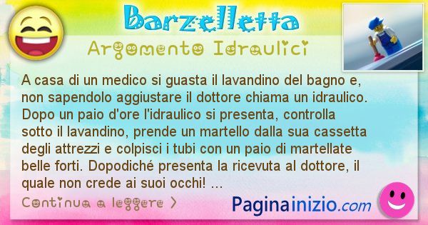 Barzelletta argomento Idraulici: A casa di un medico si guasta il lavandino del bagno e, ... (id=2924)