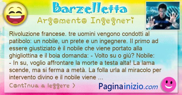 Barzelletta argomento Ingegneri: Rivoluzione francese. tre uomini vengono condotti al ... (id=3092)